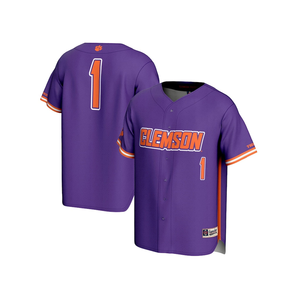 Gameday Greats Purple 1 Clemson Tigers Lightweight Baseball Fashion Jersey - retro stitched baseball jersey for Gameday Greats fans