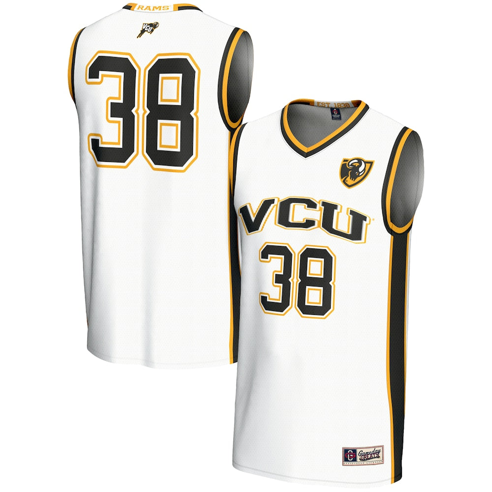 Gameday Greats 38 White Vcu Rams Lightweight Basketball Jersey - retro stitched basketball jersey for Gameday Greats fans