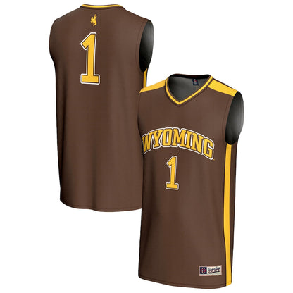 Gameday Greats 1 Brown Wyoming Cowboys Lightweight Basketball Fashion Jersey - retro stitched basketball jersey for Gameday Greats fans