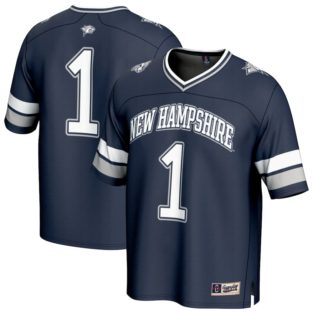 Gameday Greats 1 Navy New Hampshire Wildcats Lightweight Collegiate Football Fashion Jersey - retro stitched football jersey for Gameday Greats fans