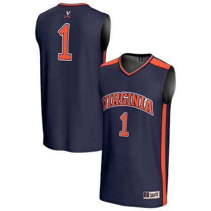 Gameday Greats 1 Navy Virginia Cavaliers Lightweight Basketball Fashion Jersey - retro stitched basketball jersey for Gameday Greats fans