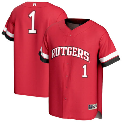 Gameday Greats 1 Scarlet Rutgers Scarlet Knights Lightweight Collegiate Baseball Fashion Jersey - retro stitched baseball jersey for Gameday Greats fans