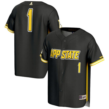 Gameday Greats 1 Black Appalachian State Mountaineers Lightweight Baseball Fashion Jersey - retro stitched baseball jersey for Gameday Greats fans