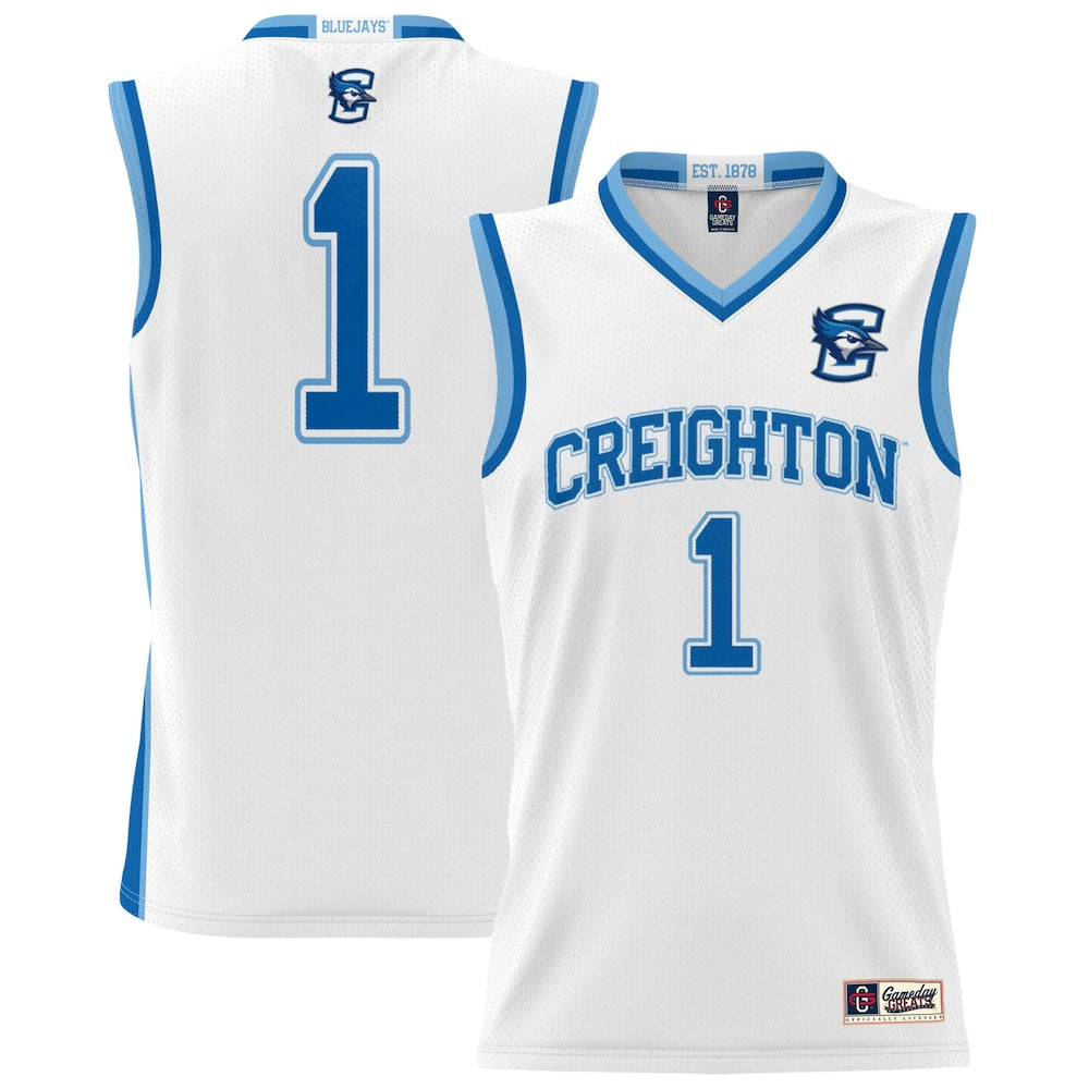 Gameday Greats 1 White Creighton Bluejays Lightweight Basketball Jersey - retro stitched basketball jersey for Gameday Greats fans