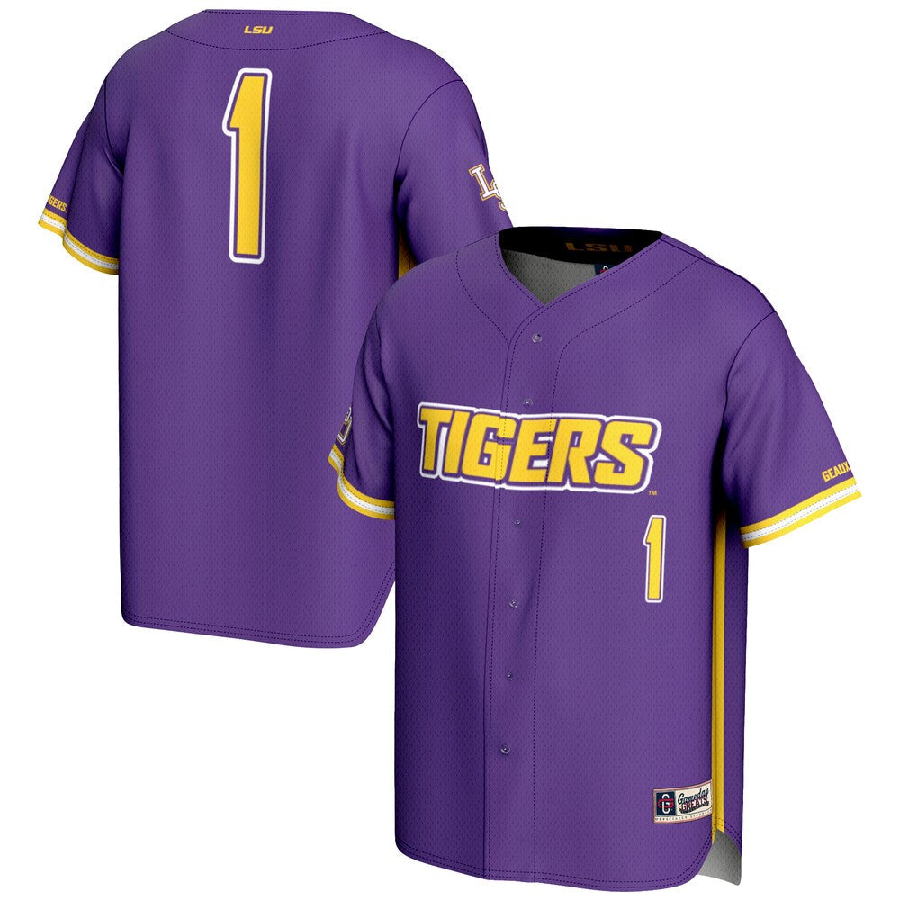 Gameday Greats 1 Purple Lsu Tigers Lightweight Baseball Fashion Jersey - retro stitched baseball jersey for Gameday Greats fans