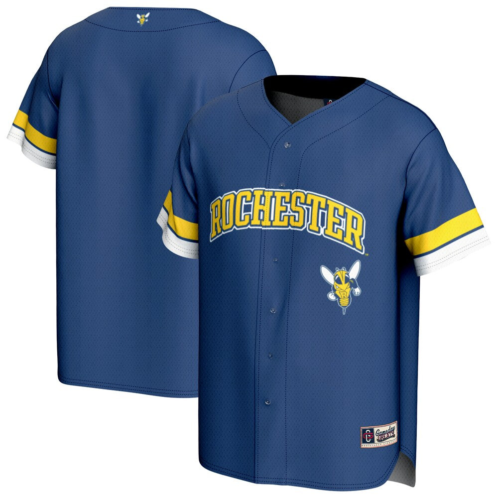 Gameday Greats Blue Rochester Yellow Jackets Baseball Jersey - retro stitched baseball jersey for Gameday Greats fans