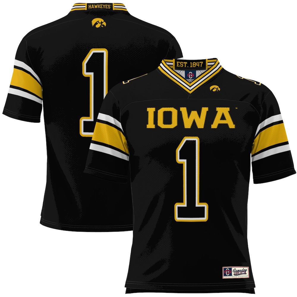 Gameday Greats 1 Black Iowa Hawkeyes Football Jersey - retro stitched football jersey for Gameday Greats fans