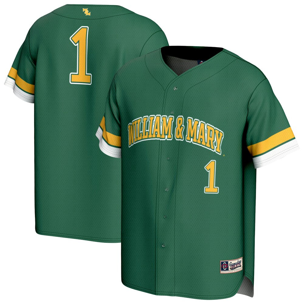Unisexgameday Greats Green William Mary Tribe Pick A Player Baseball Fashion Jersey - retro stitched baseball jersey for Unisexgameday Greats fans
