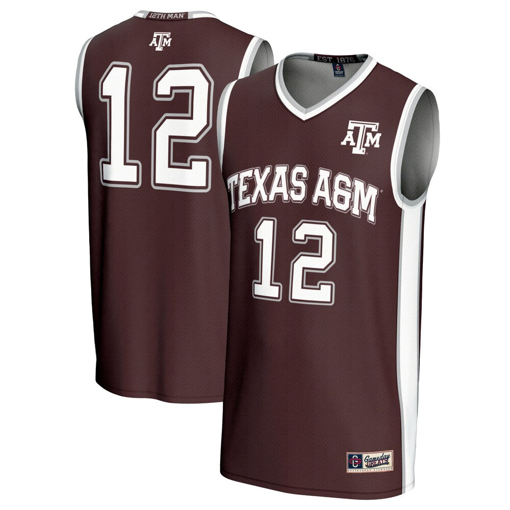Gameday Greats 12 Maroon Texas Am Aggies Basketball Lightweight Fashion Jersey - retro stitched basketball jersey for Gameday Greats fans