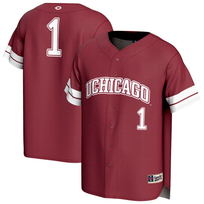 Gameday Greats 1 Maroon Uchicago Maroons Lightweight Collegiate Baseball Fashion Jersey - retro stitched baseball jersey for Gameday Greats fans