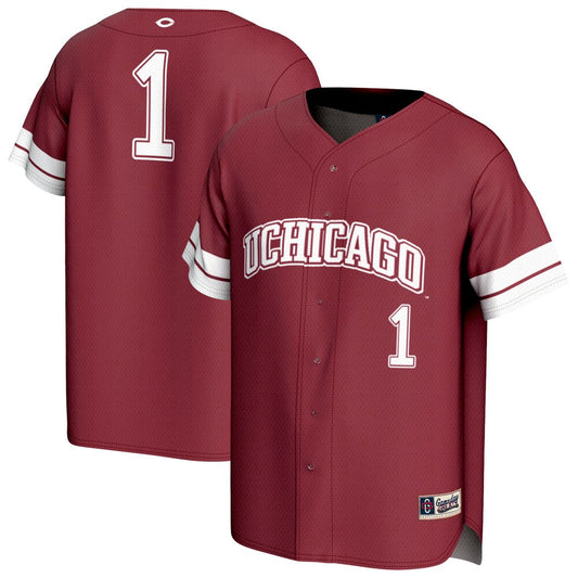 Gameday Greats 1 Maroon Uchicago Maroons Lightweight Collegiate Baseball Fashion Jersey - retro stitched baseball jersey for Gameday Greats fans