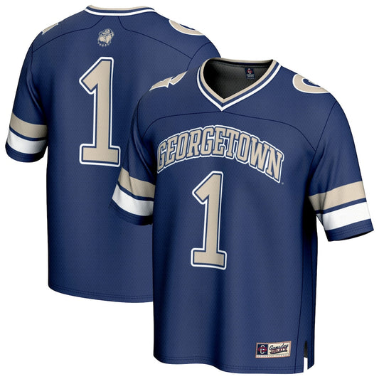 Gameday Greats 1 Navy Georgetown Hoyas Lightweight Collegiate Football Fashion Jersey - retro stitched football jersey for Gameday Greats fans