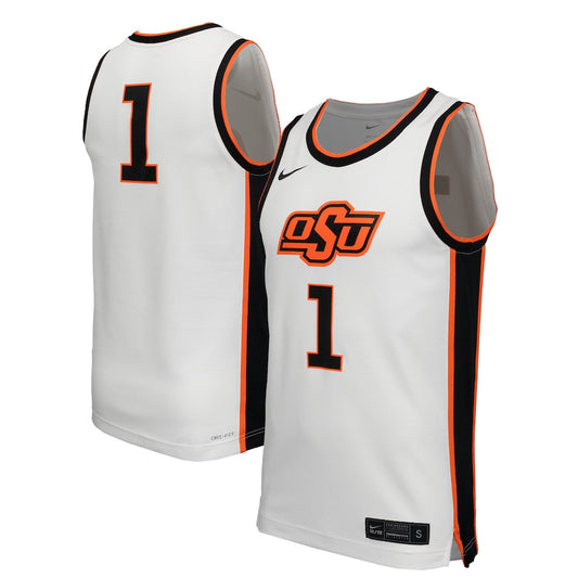 1 White Oklahoma State Cowboys Replica Basketball Jersey - retro stitched basketball jersey for 1 White fans