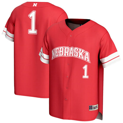 Gameday Greats 1 Scarlet Nebraska Huskers Lightweight Collegiate Baseball Fashion Jersey - retro stitched baseball jersey for Gameday Greats fans