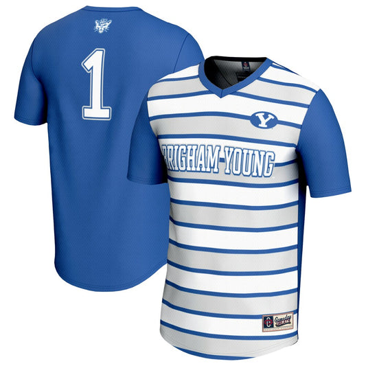 Gameday Greats 1 Royal Byu Cougars Lightweight Soccer Fashion Jersey - retro stitched jersey jersey for Gameday Greats fans