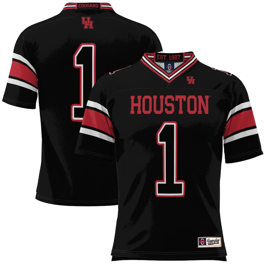 Gameday Greats 1 Black Houston Cougars Football Jersey - retro stitched football jersey for Gameday Greats fans