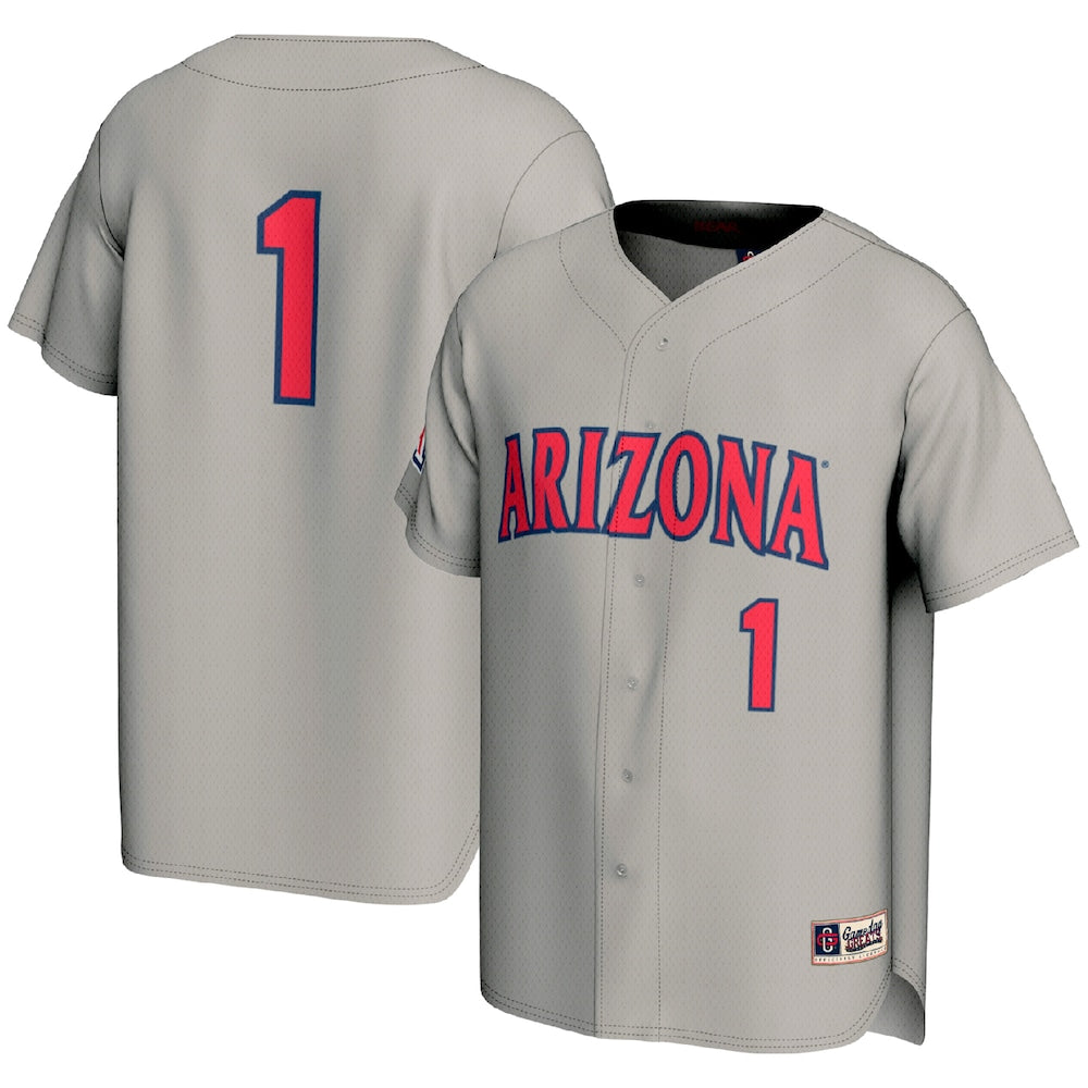 Gameday Greats 1 Gray Arizona Wildcats Lightweight Baseball Fashion Jersey - retro stitched baseball jersey for Gameday Greats fans