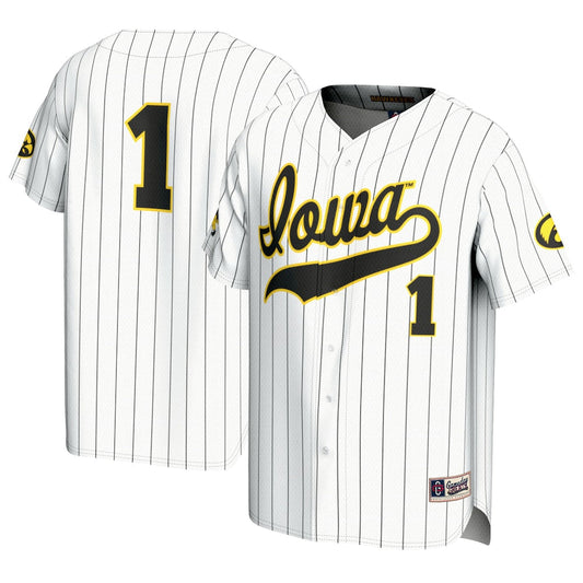 Gameday Greats 1 White Iowa Hawkeyes Baseball Lightweight Fashion Jersey - retro stitched baseball jersey for Gameday Greats fans