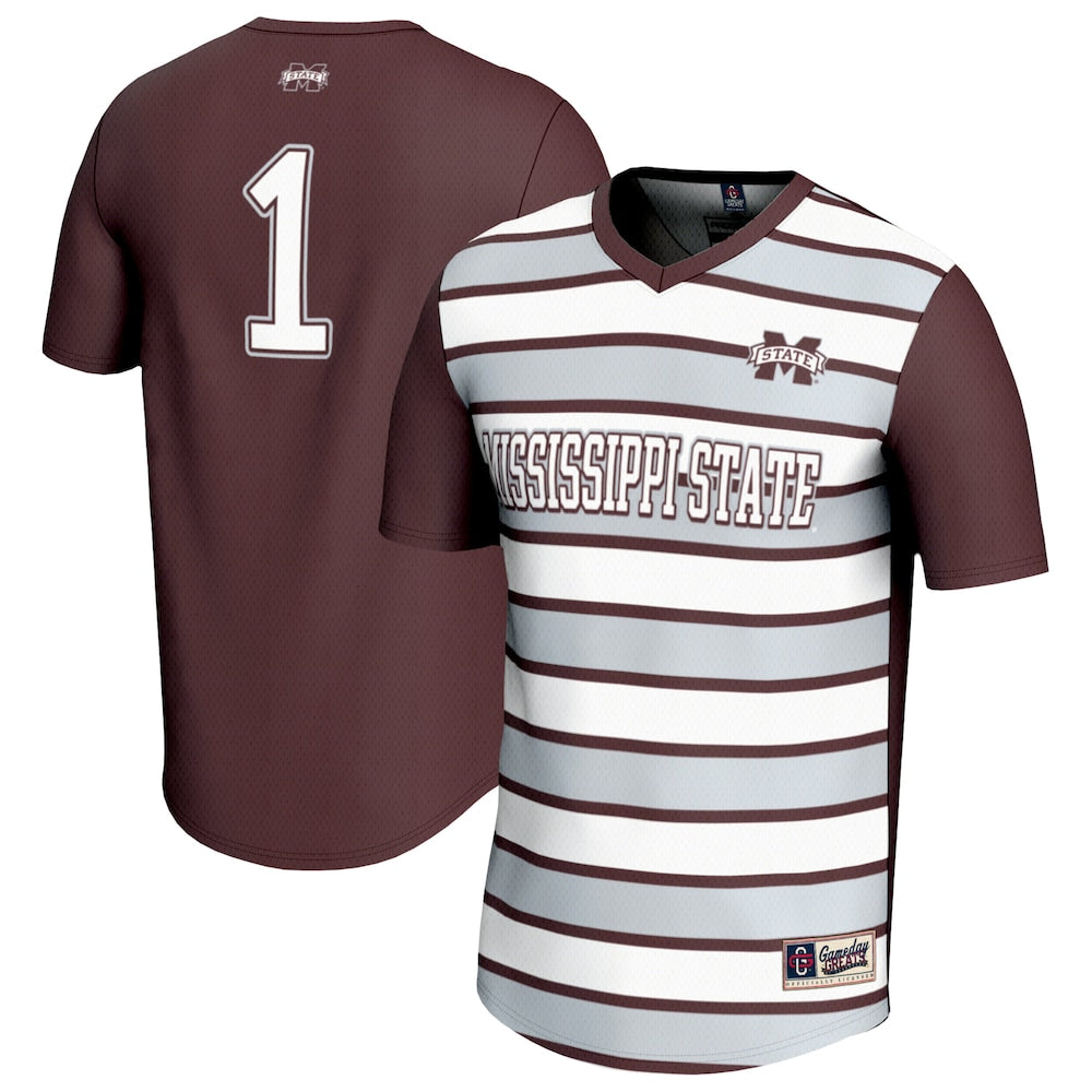 Gameday Greats 1 Maroon Mississippi State Bulldogs Lightweight Soccer Fashion Jersey - retro stitched jersey jersey for Gameday Greats fans