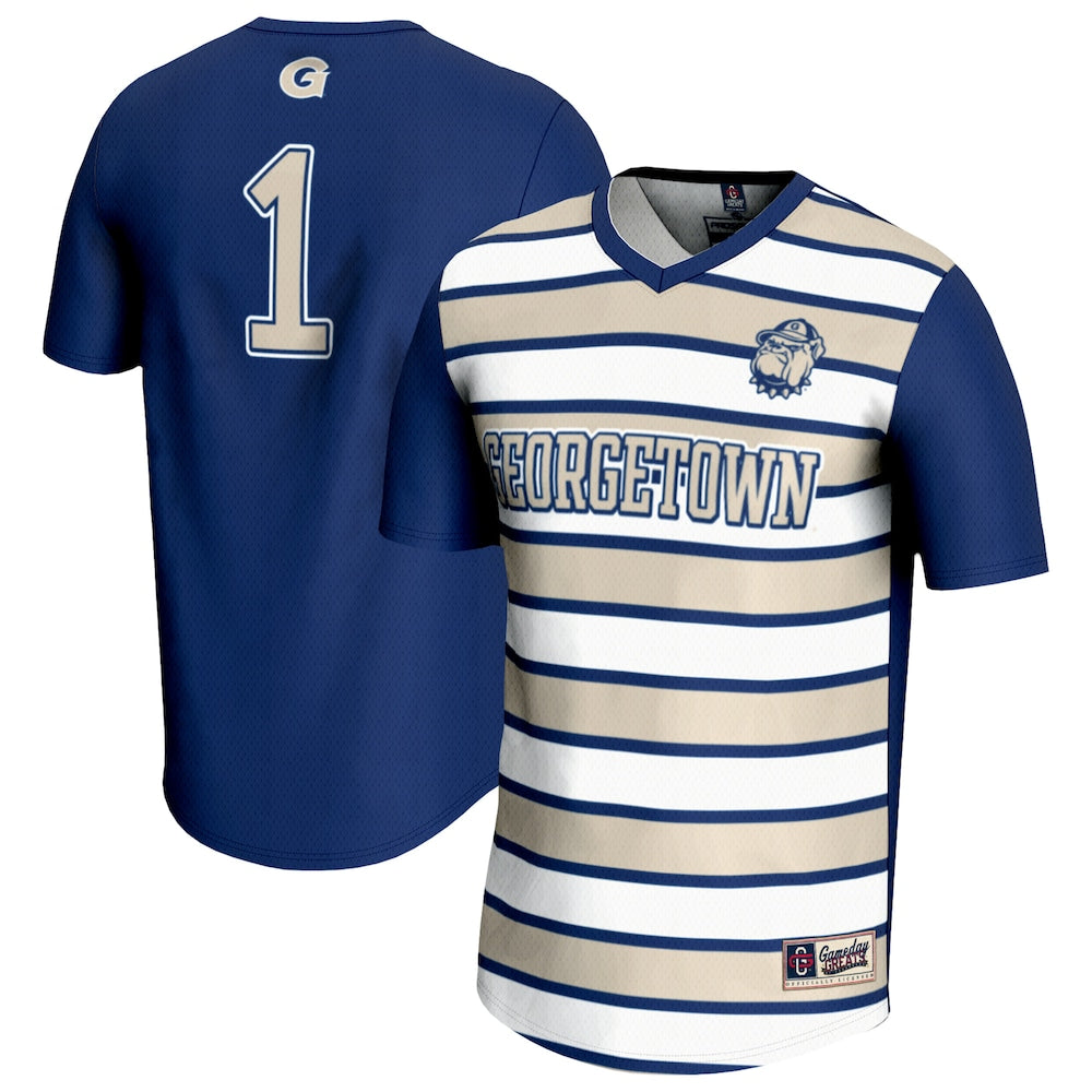 Gameday Greats 1 Navy Georgetown Hoyas Lightweight Soccer Fashion Jersey - retro stitched jersey jersey for Gameday Greats fans