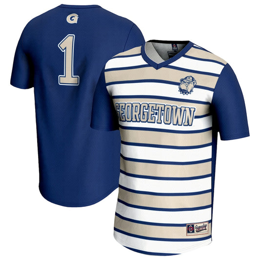 Gameday Greats 1 Navy Georgetown Hoyas Lightweight Soccer Fashion Jersey - retro stitched jersey jersey for Gameday Greats fans