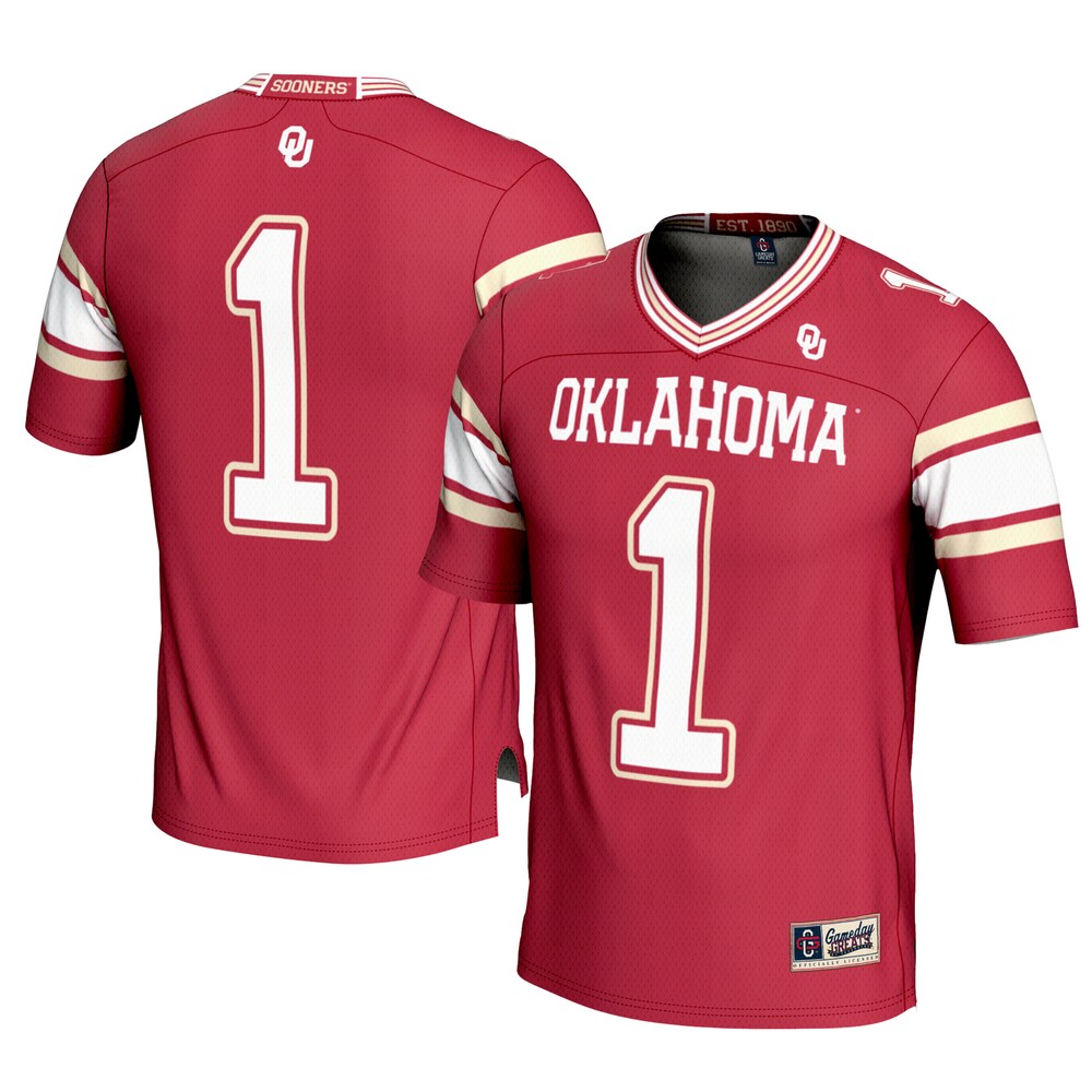 Gameday Greats 1 Crimson Oklahoma Sooners Football Jersey - retro stitched football jersey for Gameday Greats fans