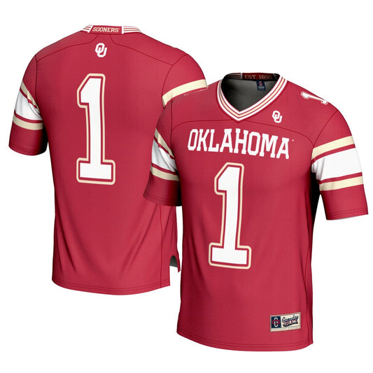 Gameday Greats 1 Crimson Oklahoma Sooners Football Jersey - retro stitched football jersey for Gameday Greats fans