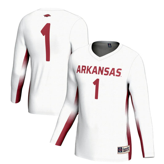 Gameday Greats 1 White Arkansas Razorbacks Lightweight Volleyball Jersey - retro stitched jersey jersey for Gameday Greats fans