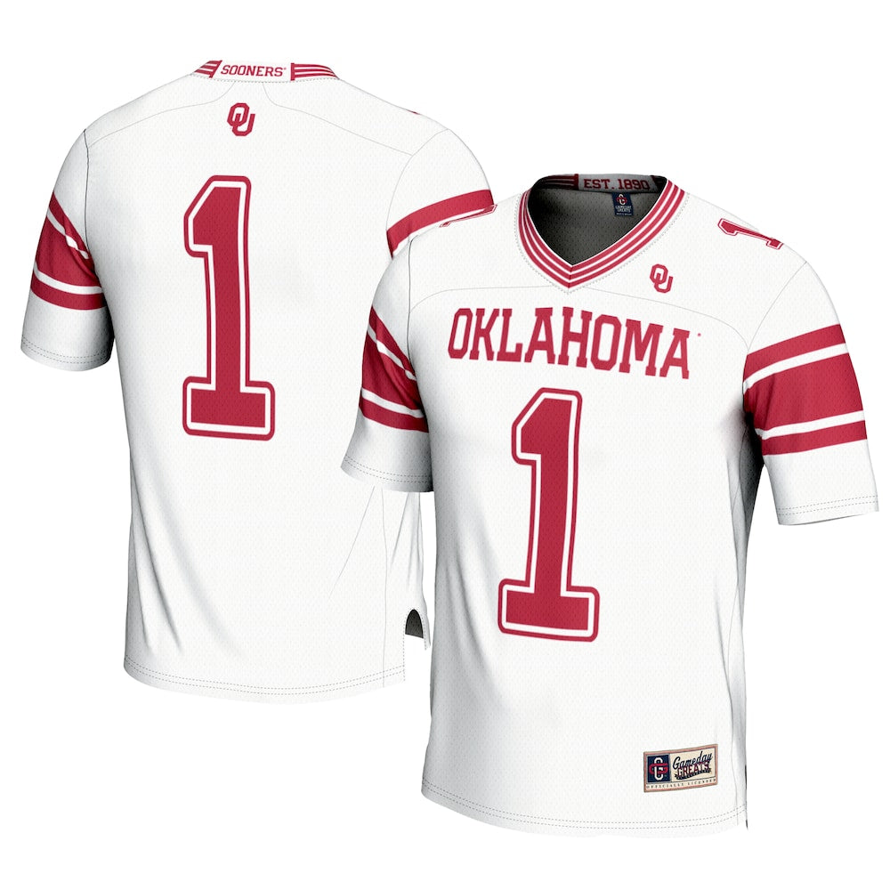 Gameday Greats 1 White Oklahoma Sooners Football Jersey - retro stitched football jersey for Gameday Greats fans
