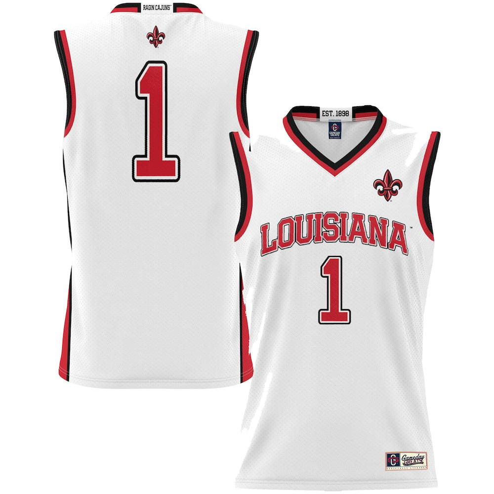 Gameday Greats 1 White Louisiana Ragin Cajuns Lightweight Basketball Jersey - retro stitched basketball jersey for Gameday Greats fans