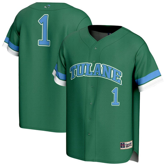 Gameday Greats 1 Green Tulane Green Wave Lightweight Collegiate Baseball Fashion Jersey - retro stitched baseball jersey for Gameday Greats fans