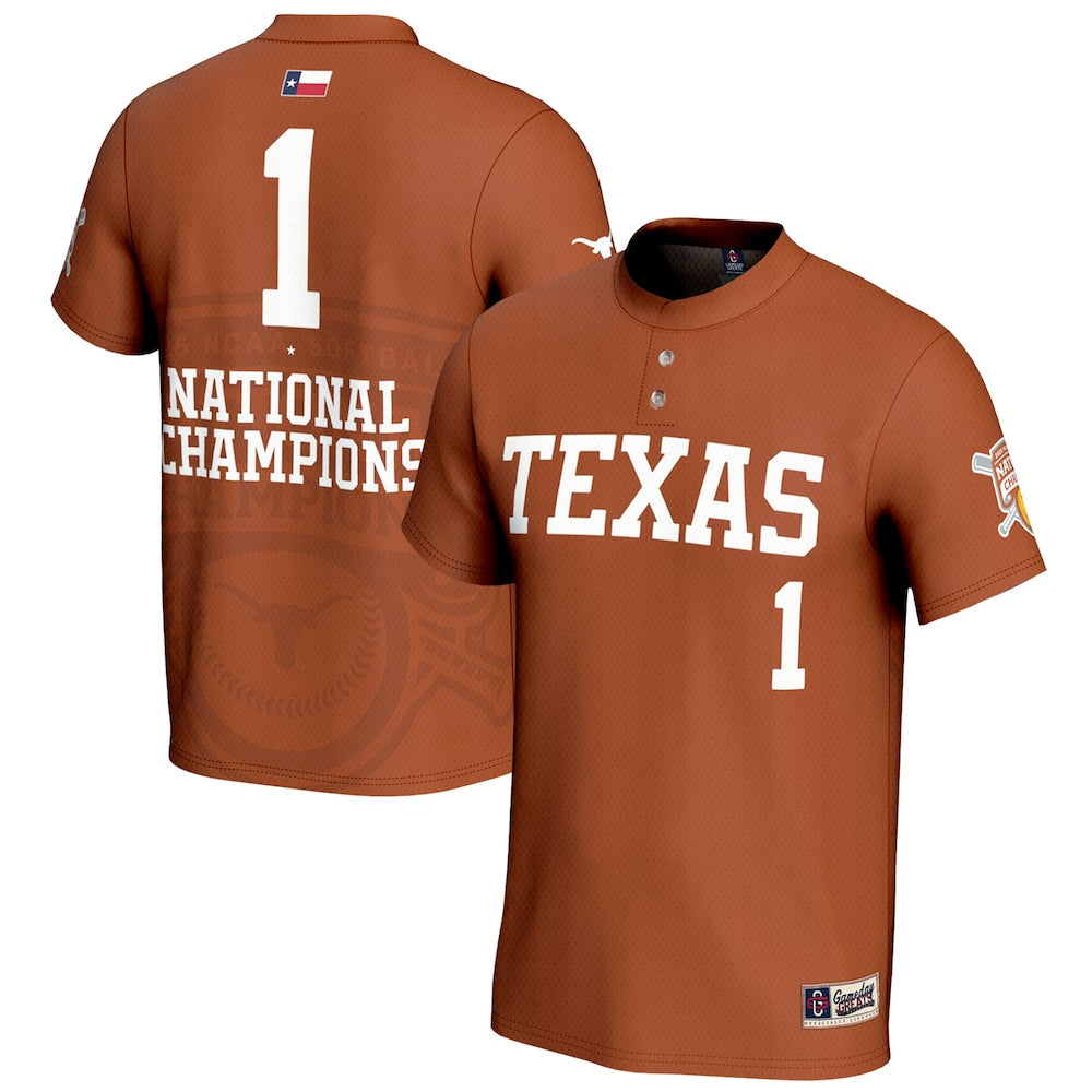 Gameday Greats 1 Texas Orange Texas Longhorns 2025 Ncaa Softball College World Series Champions Lightweight Commemorative Fashion Jersey - retro stitched jersey jersey for Gameday 