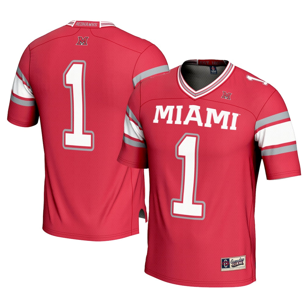 Gameday Greats 1 Red Miami University Redhawks Football Jersey - retro stitched football jersey for Gameday Greats fans