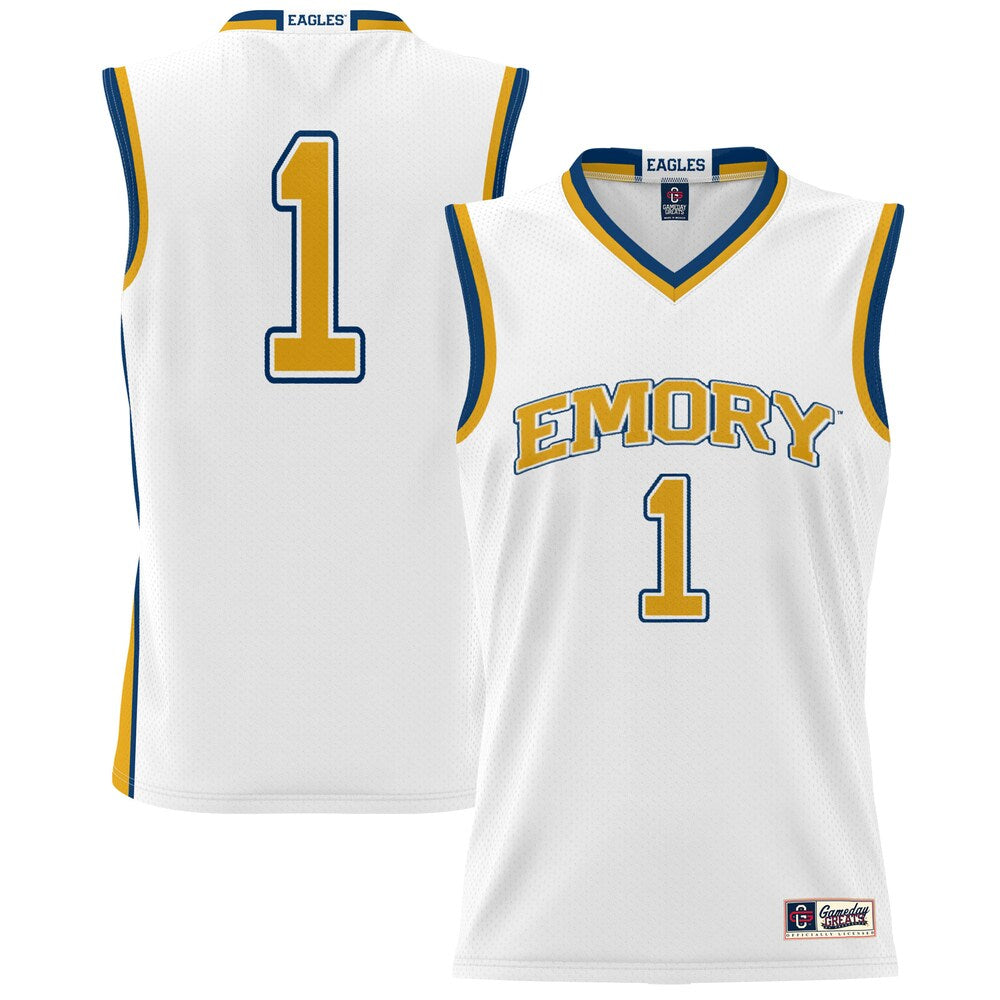 Gameday Greats 1 White Emory Eagles Lightweight Basketball Jersey - retro stitched basketball jersey for Gameday Greats fans