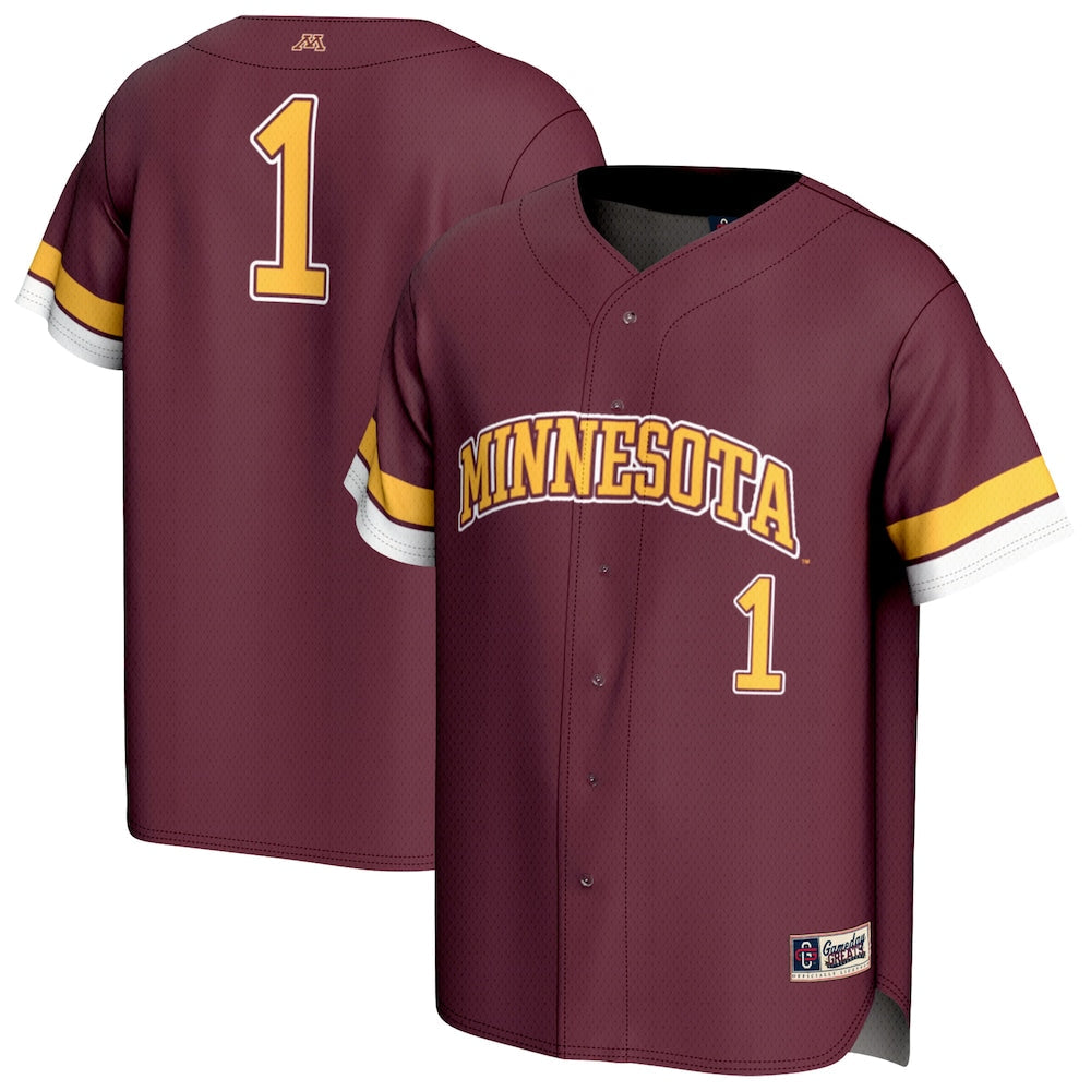 Gameday Greats 1 Maroon Minnesota Golden Gophers Lightweight Collegiate Baseball Fashion Jersey - retro stitched baseball jersey for Gameday Greats fans
