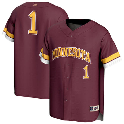 Gameday Greats 1 Maroon Minnesota Golden Gophers Lightweight Collegiate Baseball Fashion Jersey - retro stitched baseball jersey for Gameday Greats fans