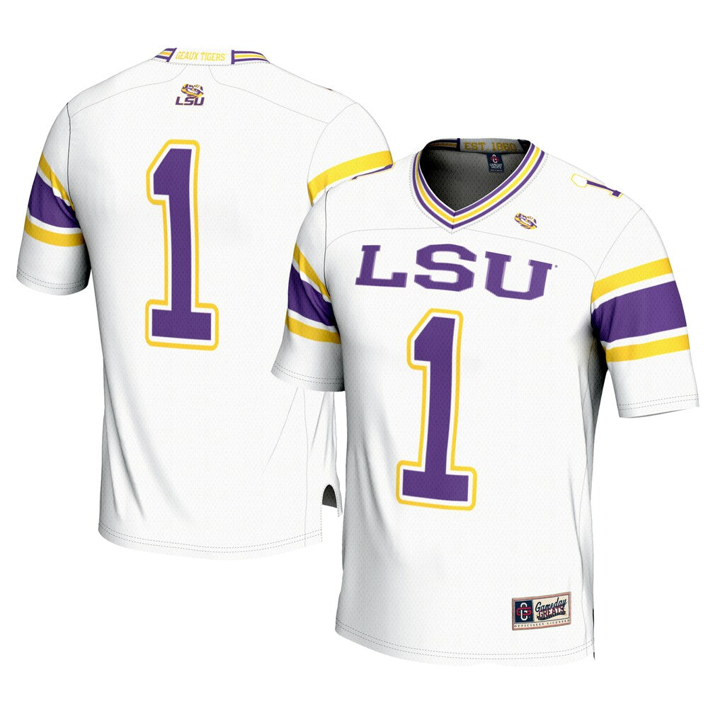 Gameday Greats 1 White Lsu Tigers Football Jersey - retro stitched football jersey for Gameday Greats fans