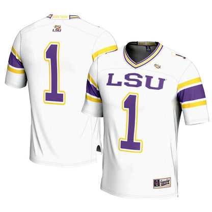 Gameday Greats 1 White Lsu Tigers Football Jersey - retro stitched football jersey for Gameday Greats fans