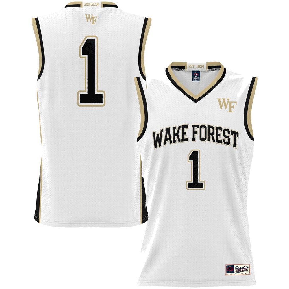 Gameday Greats 1 White Wake Forest Demon Deacons Lightweight Basketball Jersey - retro stitched basketball jersey for Gameday Greats fans