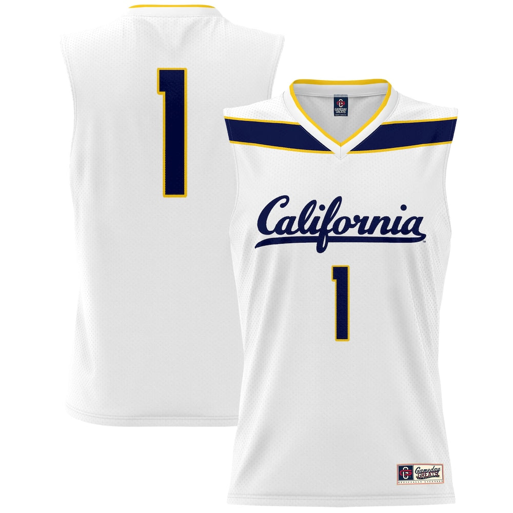 Gameday Greats 1 White Cal Bears Lightweight Basketball Fashion Jersey - retro stitched basketball jersey for Gameday Greats fans