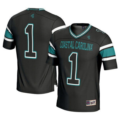 Gameday Greats 1 Black Coastal Carolina Chanticleers Football Jersey - retro stitched football jersey for Gameday Greats fans