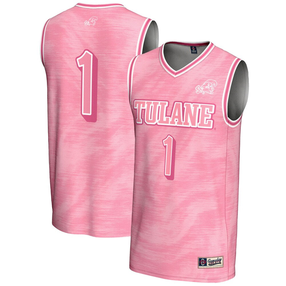 Gameday Greats 1 Pink Tulane Green Wave Lightweight Basketball Jersey - retro stitched basketball jersey for Gameday Greats fans