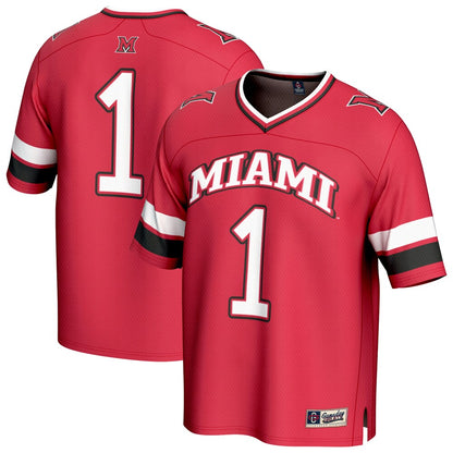Gameday Greats 1 Red Miami University Redhawks Lightweight Collegiate Football Fashion Jersey - retro stitched football jersey for Gameday Greats fans