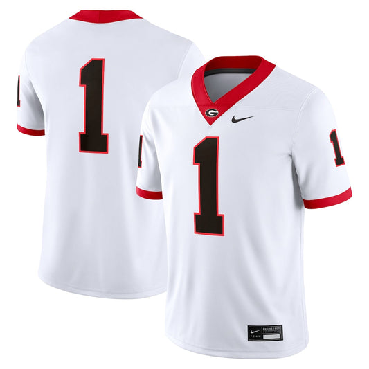 1 White Georgia Bulldogs Game Jersey - retro stitched jersey jersey for 1 White fans