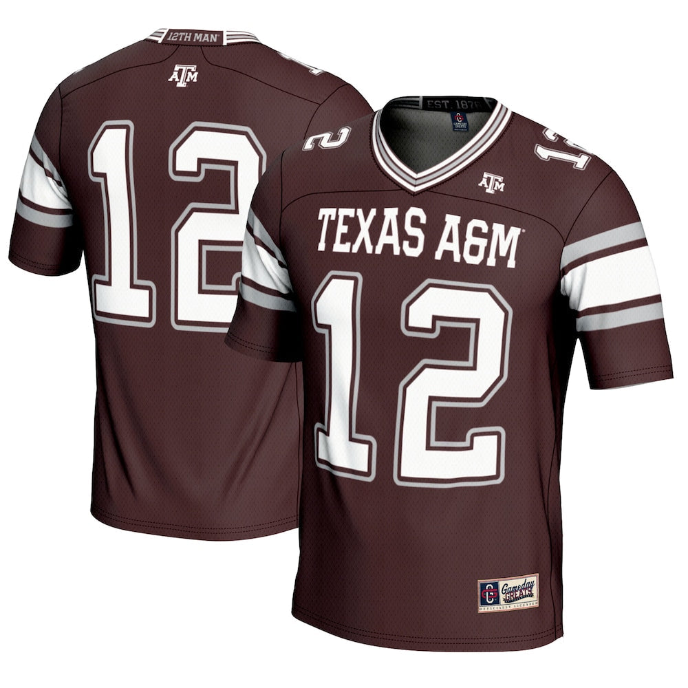 Gameday Greats 12 Maroon Texas Am Aggies Football Lightweight Fashion Jersey - retro stitched football jersey for Gameday Greats fans