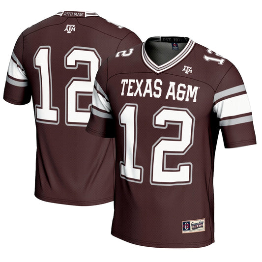 Gameday Greats 12 Maroon Texas Am Aggies Football Lightweight Fashion Jersey - retro stitched football jersey for Gameday Greats fans