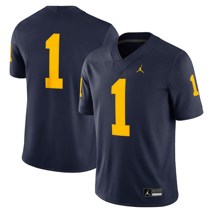 Jordan Brand 1 Navy Michigan Wolverines Game Jersey - retro stitched jersey jersey for Jordan Brand fans