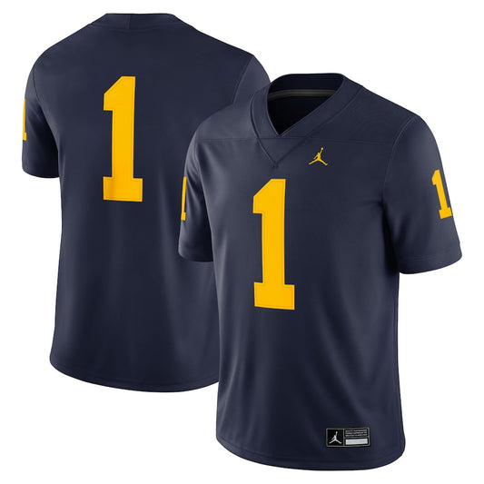 Jordan Brand 1 Navy Michigan Wolverines Game Jersey - retro stitched jersey jersey for Jordan Brand fans