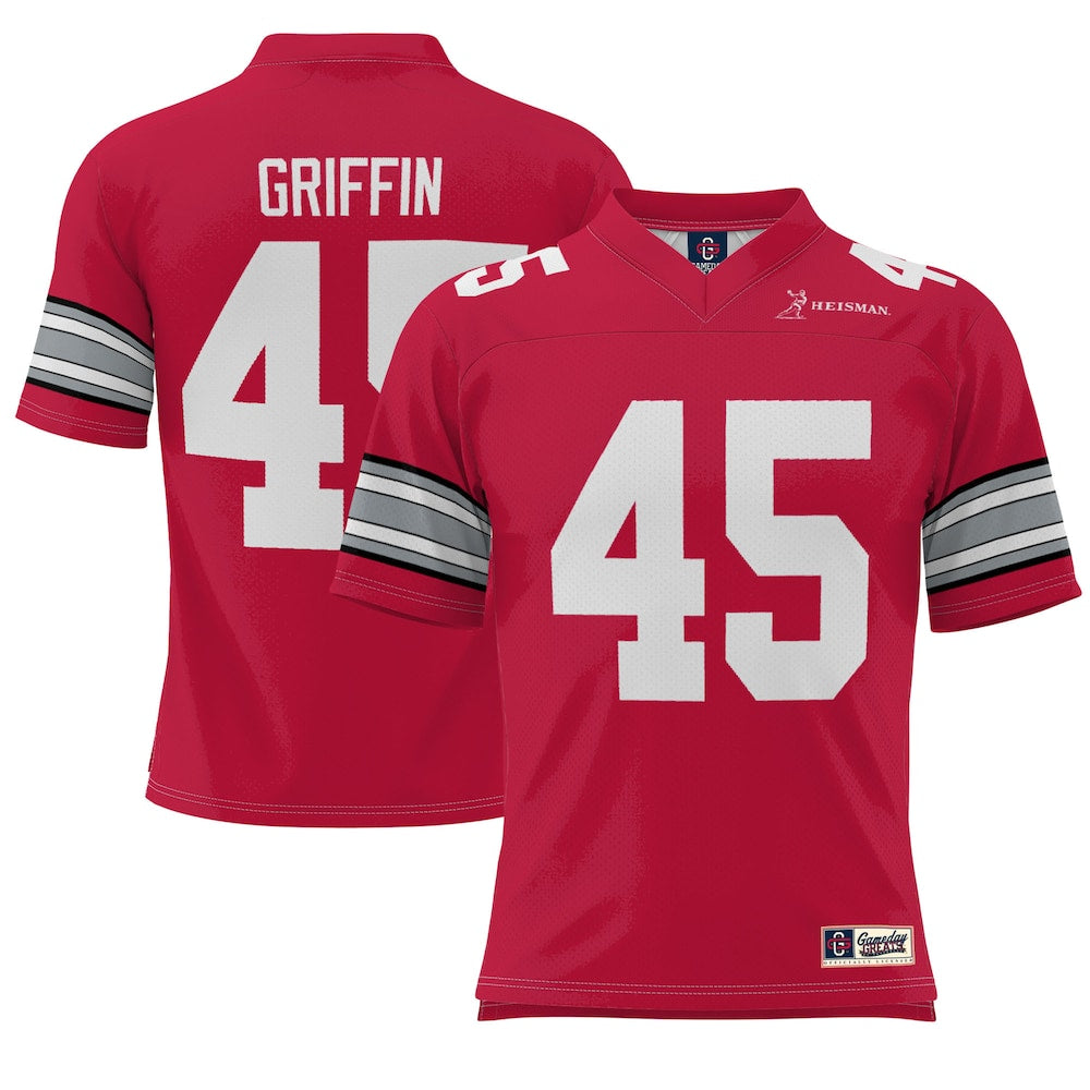 Gameday Greats Archie Griffin Scarlet Ohio State Buckeyes Heisman Football Jersey - retro stitched football jersey for Gameday Greats fans