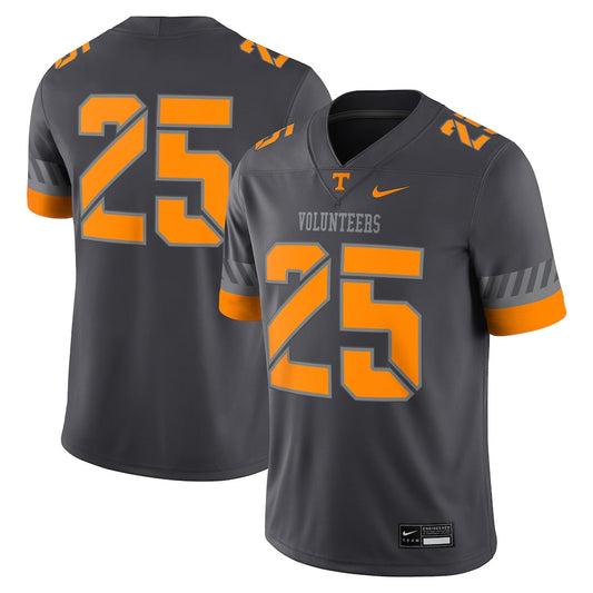 25 Anthracite Tennessee Volunteers Game Jersey - retro stitched jersey jersey for 25 Anthracite fans
